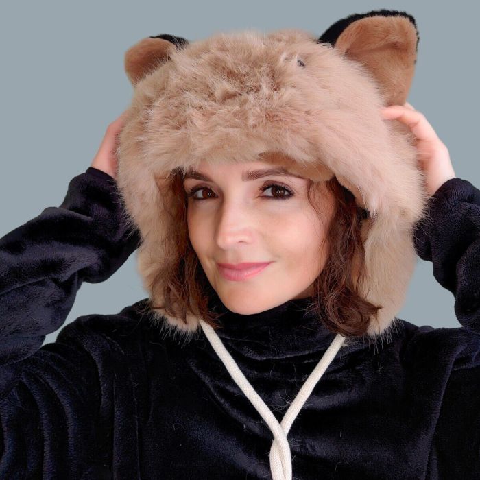 Hat with ears R2193 (Beige)