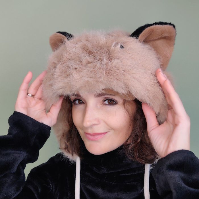 Hat with ears R2193 (Beige)