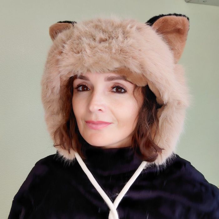 Hat with ears R2193 (Beige)
