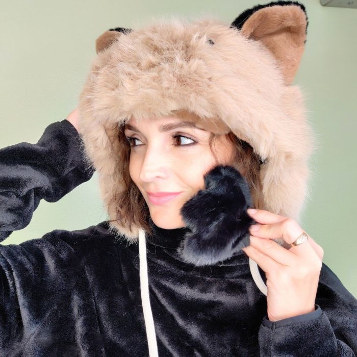 Hat with ears R2193 (Beige)