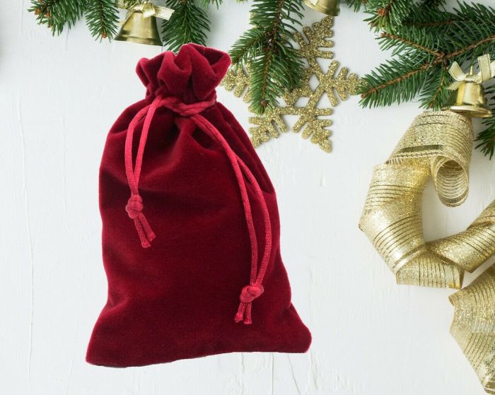 Gift bag, velvet (10*15cm) G1007 / Red