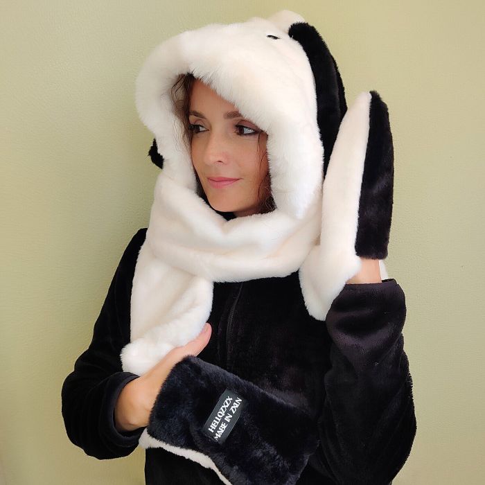 Hat-scarf with ears and scarf R2188