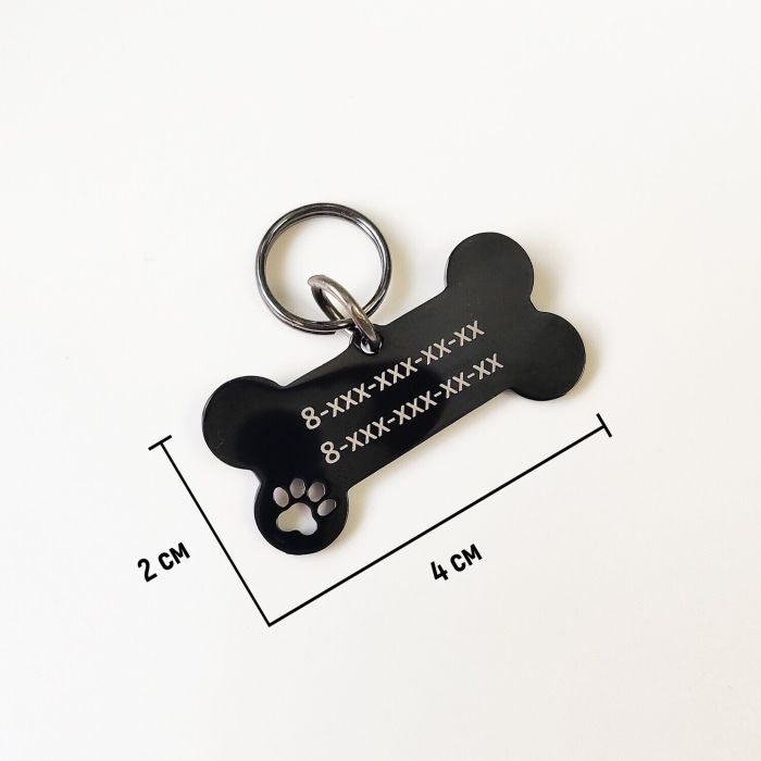 Dog tag with custom engraving DOG_4 Black