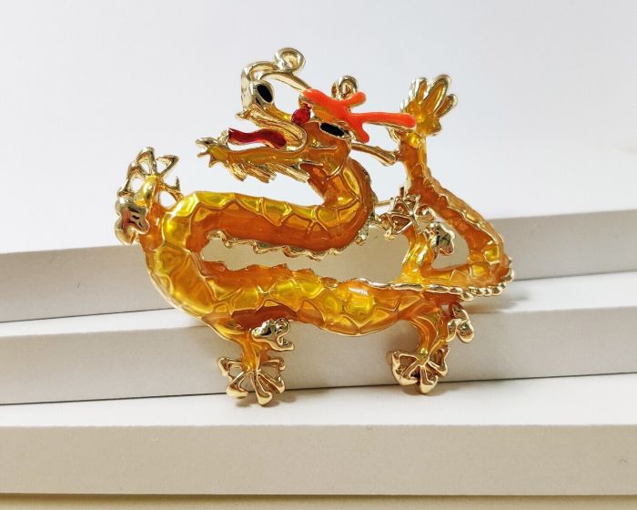Golden Dragon Brooch G738375907195