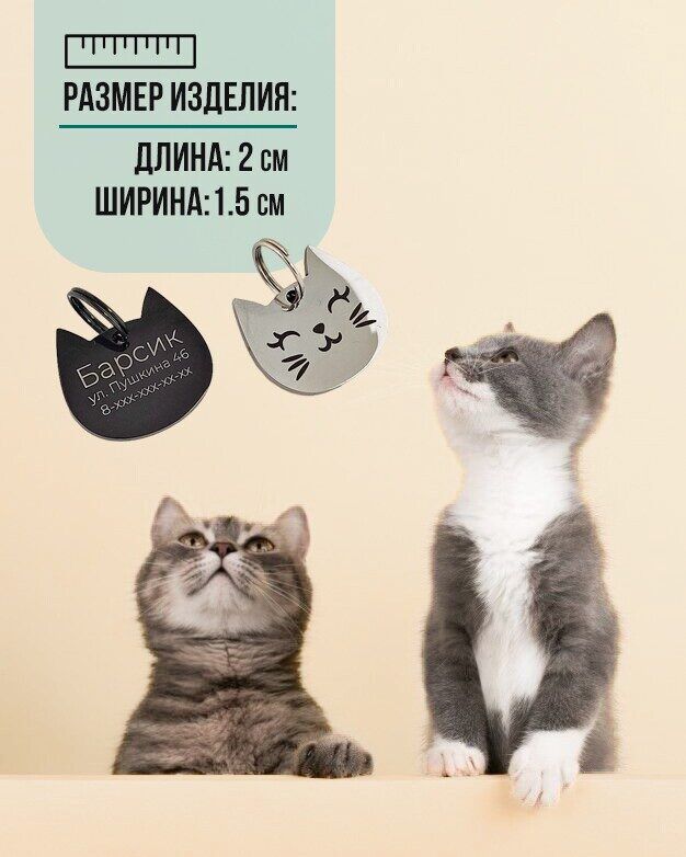 Cat tag with custom engraving CAT_2 Steel