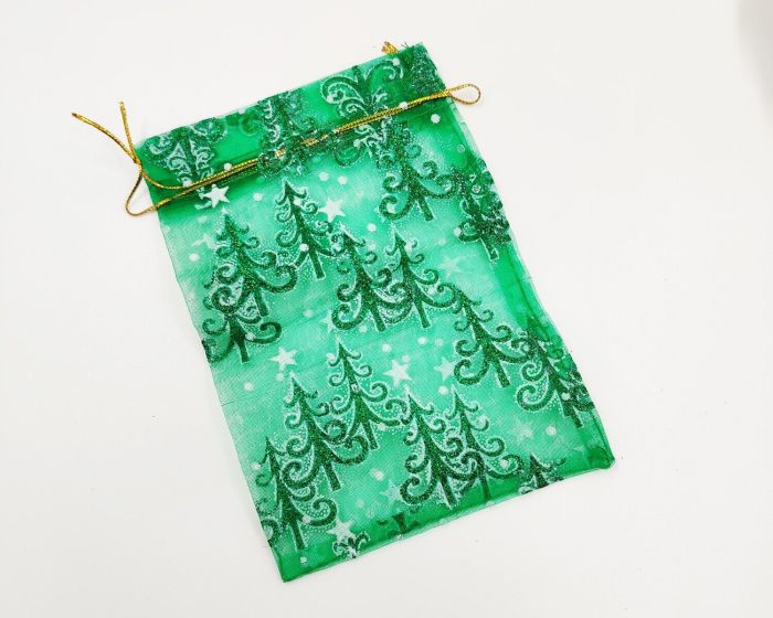 Gift bag made of fabric ТOrganza with patternУ NG/10*13 Green
