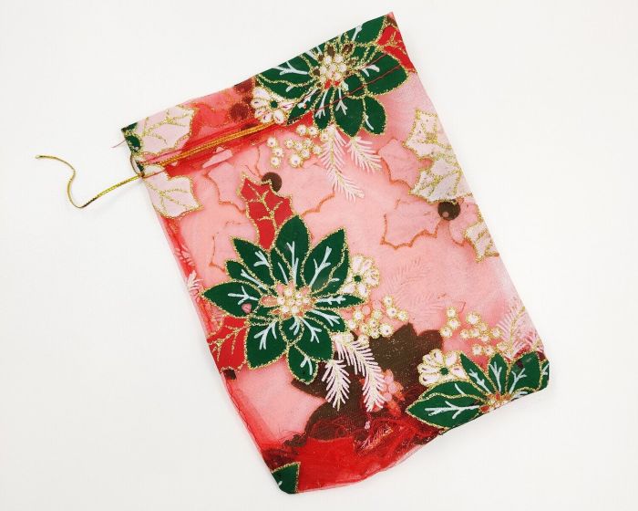 Gift bag made of fabric ТOrganza with patternУ NG/10*13 Red