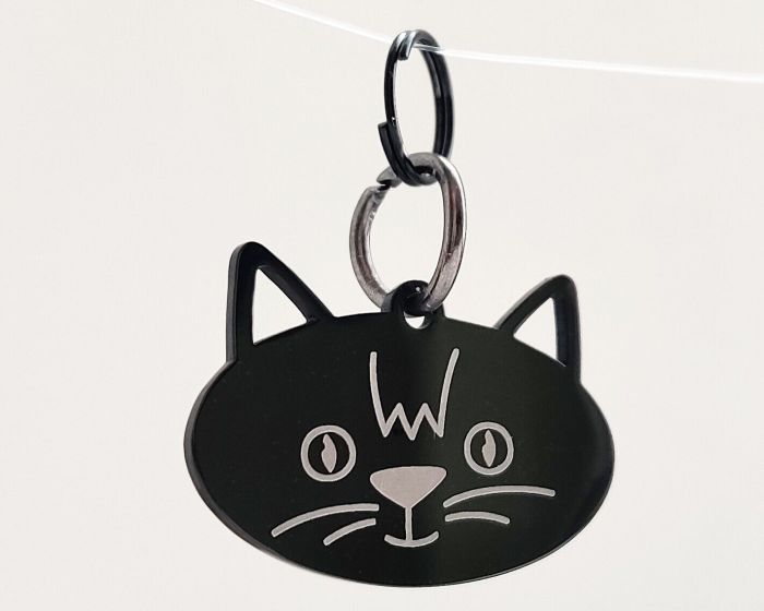 Cat tag with custom engraving CAT_3 Black