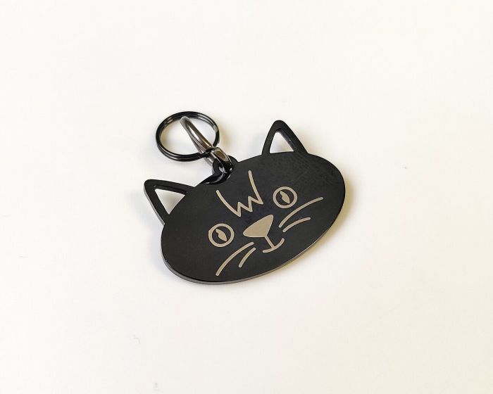 Cat tag with custom engraving CAT_3 Black